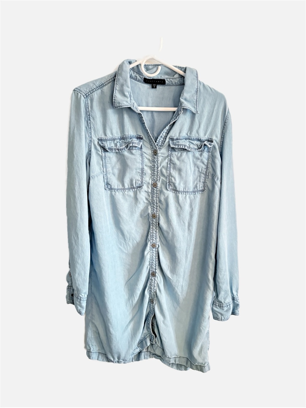 Sanctuary Light Wash‎ Chambray Shirt Dress Long Sleeve
